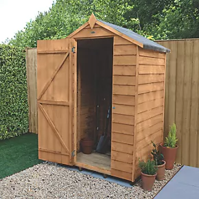 Forest 4' x 3' (Nominal) Apex Overlap Timber Shed with Base & Assembly