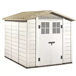 Shire Tuscany Evo 240 6' 6" x 8' (Nominal) Apex Plastic Tool Store Grey & Brown