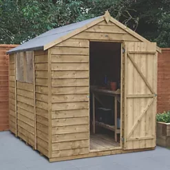 Forest 6' x 8' (Nominal) Apex Overlap Timber Shed with Base & Assembly
