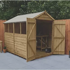 Forest 6' x 8' (Nominal) Apex Overlap Timber Shed with Assembly