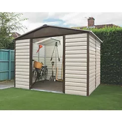 Yardmaster 9' 6" x 7' 6" (Nominal) Apex Shiplap Metal Shed Stone Grey