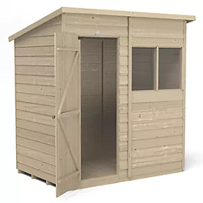 Forest 6' x 4' (Nominal) Pent Overlap Timber Shed with Base - Image 3