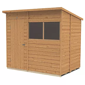 Forest 7' x 5' (Nominal) Pent Overlap Timber Shed with Base & Assembly - Image 2