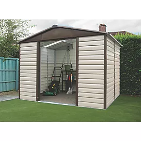 Yardmaster 9' 6" x 6' (Nominal) Apex Shiplap Metal Shed Stone Grey