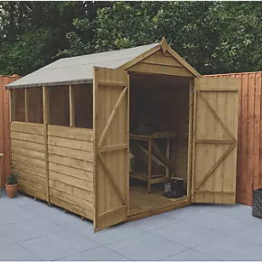 Forest 6' x 8' (Nominal) Apex Overlap Timber Shed with Base & Assembly