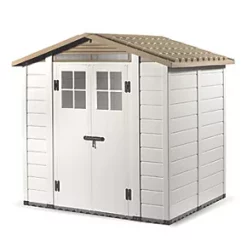 Shire Tuscany Evo 200 6' 6" x 5' 6" (Nominal) Apex Plastic Tool Store Grey & Brown