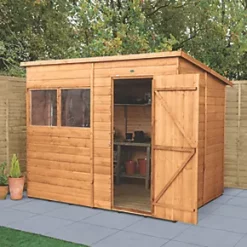Forest Delamere 7' 6" x 6' (Nominal) Pent Shiplap T&G Timber Shed with Assembly