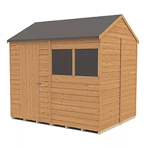 Forest 8' x 6' (Nominal) Reverse Apex Overlap Timber Shed with Assembly - Image 2