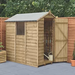 Forest 4' x 6' (Nominal) Apex Overlap Timber Shed with Base & Assembly