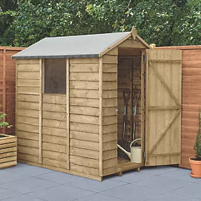 Forest 4' x 6' (Nominal) Apex Overlap Timber Shed with Base & Assembly