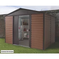 Yardmaster 9' 6" x 7' 6" (Nominal) Apex Shiplap Metal Shed Brown