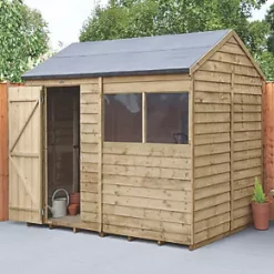 Forest 8' x 6' (Nominal) Reverse Apex Overlap Timber Shed with Base & Assembly