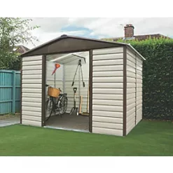 Yardmaster 9' 6" x 12' (Nominal) Apex Shiplap Metal Shed Stone Grey