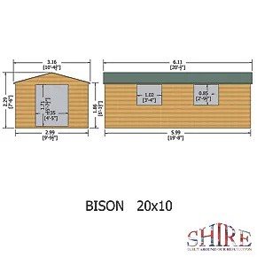 Bison 19' 6" x 10' (Nominal) Apex Tongue & Groove Timber Workshop - Image 3