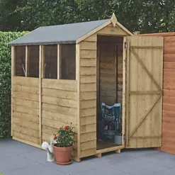 Forest 4' x 6' (Nominal) Apex Overlap Timber Shed with Base & Assembly