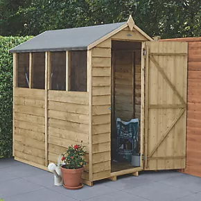 Forest 4' x 6' (Nominal) Apex Overlap Timber Shed with Base & Assembly