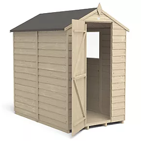 Forest 4' x 6' (Nominal) Apex Overlap Timber Shed with Assembly - Image 3