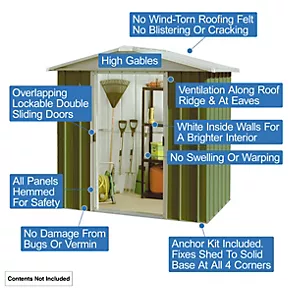 Yardmaster 9' 6" x 12' 6" (Nominal) Apex Metal Shed Green - Image 2