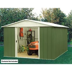 Yardmaster 9' 6" x 12' 6" (Nominal) Apex Metal Shed Green