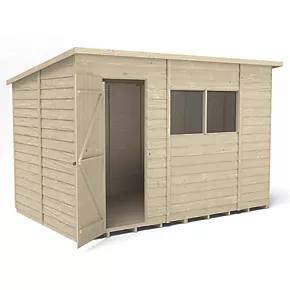 Forest 10' x 6' (Nominal) Pent Overlap Timber Shed with Assembly - Image 3