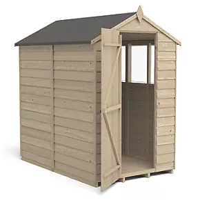 Forest 4' x 6' (Nominal) Apex Overlap Timber Shed with Assembly - Image 3