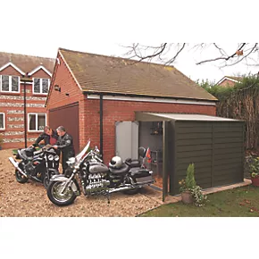 Trimetals Protect A Bike 960 6' 6" x 9' (Nominal) Pent Metal Motorbike Store Olive Green - Image 3