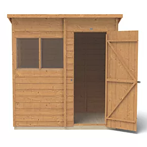 Forest 6' x 4' (Nominal) Pent Overlap Timber Shed with Assembly - Image 4