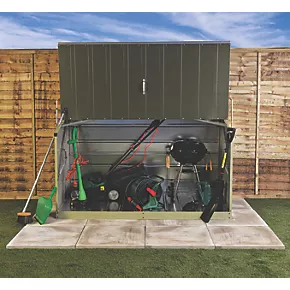 Trimetals Storeguard 6' 6" x 3' (Nominal) Pent Metal Shed with Base Olive / Moorland Green - Image 4