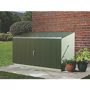 Trimetals Storeguard 6' 6" x 3' (Nominal) Pent Metal Shed with Base Olive / Moorland Green