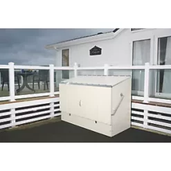 Trimetals 6' 6" x 3' (Nominal) Pent Metal Bike Store with Base Cream