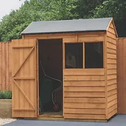 Forest 6' x 4' (Nominal) Reverse Apex Overlap Timber Shed with Base & Assembly