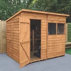 Forest 8' x 6' (Nominal) Pent Overlap Timber Shed with Base & Assembly