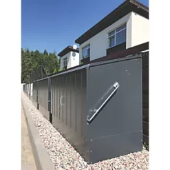 Trimetals Protect A Cycle 6' 6" x 3' (Nominal) Pent Metal Bike Store with Base Anthracite Grey