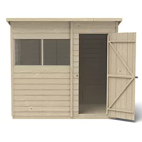 Forest 7' x 5' (Nominal) Pent Overlap Timber Shed with Base & Assembly - Image 4