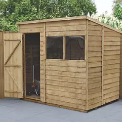 Forest 7' x 5' (Nominal) Pent Overlap Timber Shed with Base & Assembly