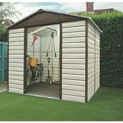 Yardmaster 7' 6" x 6' (Nominal) Apex Shiplap Metal Shed Stone Grey